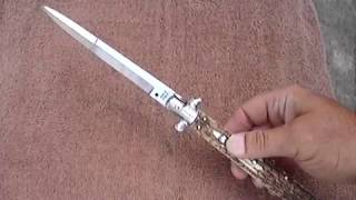 SKM Renzo Beltrame 13quot Italian European Stag Horn Switchblade Bayonet [upl. by Rufina182]