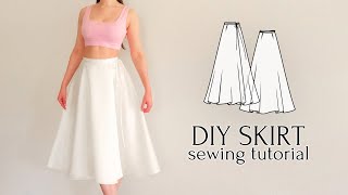 DIY Adjustable Midi Wrap Skirt  Sewing Pattern [upl. by Merkle210]