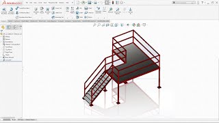 Solidworks Weldments tutorial  Model Stairs [upl. by Amitie]