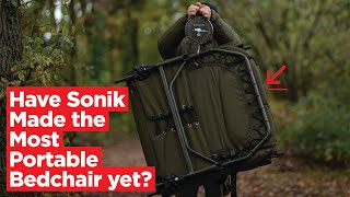 FIRST LOOK Soniks BRANDNEW AXS Bedchair super lightweight and portable  Carp Fishing 2020 [upl. by Elenore423]