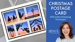 Christmas Postage Card  Silhouette Stamping Technique [upl. by Adnuhsor]