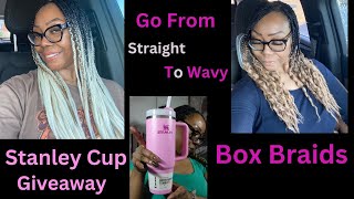 Box Braids  How to make ANY Kind of Braids Curly and Wavy  Box Braids  PINK Stanley Cup Giveaway [upl. by Rainah]