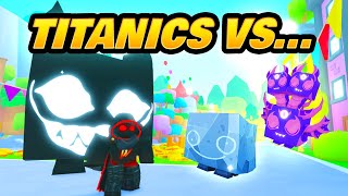 5 Titanics VS 10 Huges VS 20 RB Exclusives in Pet Sim 99 [upl. by Bopp]