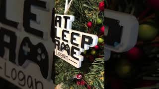 Personalized Eat Sleep Game for Video Game Junkies Christmas Ornament [upl. by Airdnaz]