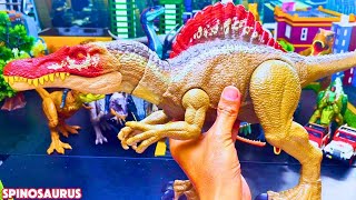 Reviewing Jurassic World Dinosaurs Therizinosaurus Triceratops Dimetrodon Spinosaurus TREX [upl. by Rosane982]