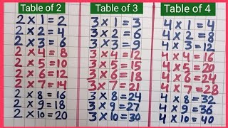 Learn Table of 2  3  4  Table of 3  Table of 4  Multiplication Table of 2 and 3  123 [upl. by Suidualc]