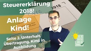 Steuererklärung 2018 Anlage Kind Seite 2 [upl. by Otreblon46]