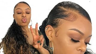 SLEEK DRAWSTRING PONYTAIL NATURAL HAIR SUPER EASY  SLEEK PONYTAIL W WEAVE NATURAL HAIR [upl. by Asnerek]