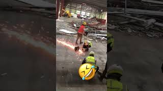 Prank … Telling the new guy he has to catch the sparks 🤣🤣 shortvideo ytshorts construction [upl. by Assecnirp]