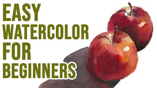 Easy Watercolor for Beginners  Apples [upl. by Aillij]