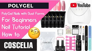 PolyGel Nails with Dual Forms  Nail Tutorial  For Beginners  How to  COSCELIA Polygel [upl. by Eileme]