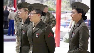 Female Marines arrive to attend MARINE COMBAT TRAINING Camp Pendleton for the first time [upl. by Wolfgang]