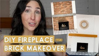 DIY Painted Brick Fireplace Makeover On A Budget Before amp After [upl. by Joelle]