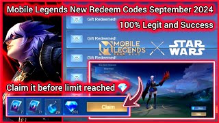 2 Mobile Legends Redeem Codes September 15 2024  MLBB Redeem Codes  Where to get Codes  Starwars [upl. by Mcconaghy]