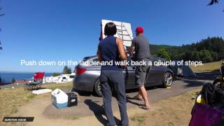 Pitching Yakima Skyrise rooftop tent [upl. by Aicenek]