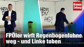 FPÖler wirft Regenbogenfahne weg – und Linke toben  kronetv NEWS [upl. by Michelsen]