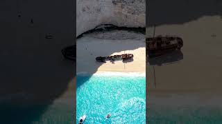 Navagio Beach 🇬🇷 shorts  Stunning Drone Aerial Views [upl. by Wrennie]