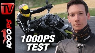 1000PS Test  Yamaha MT09 im Tracktest  Sound  Review  deutsch [upl. by Brigid]