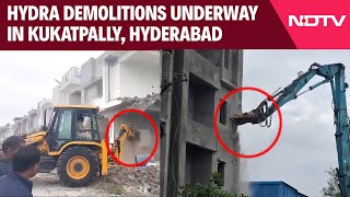 Telangana Demolition  HYDRAs Crackdown on Encroachments Begins in Allapur Division [upl. by Lleuqar209]