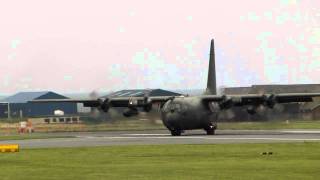 C130 Hercules landing at Ronaldsway Isle of Man TT 2011 [upl. by Prudence600]