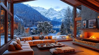 Winter Coffee Porch Jazz Ambience ☕ Gentle Snowfall amp Smooth Jazz for a Cozy Morning Relaxation [upl. by Olwena]