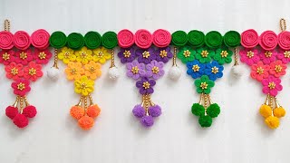 EASY WOOLEN DOOR HANGING TORAN  DIY WOOLEN TORAN MAKING  DOOR HANGING CRAFT IDEASNAVRATRI TORAN [upl. by Darill295]