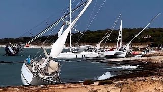 Sailboat cemetery in Formentera after a very strong storm☠️☠️ [upl. by Borszcz]