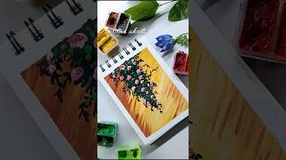 Gouache paint flowers painting😍Sketch book arttrendingonshorts [upl. by Skipper213]