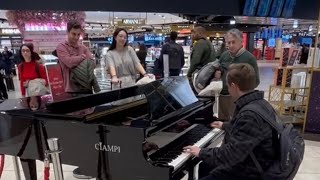 Best Boogie Woogie piano arrangement at the Fiumicino Airport Performance by Esteban Lorenzo [upl. by Columba]