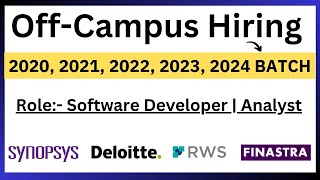 Latest OffCampus Hiring Role Software Developer  Synopsys Deloitte Hiring 2024 2023 202220 [upl. by Wyn]