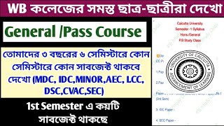 কলেজের সিলেবাস  ba general syllabus 2024  CU general semester 1 syllabus  college syllabus 2023 [upl. by Ronen]