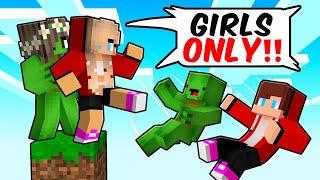 JJ And Mikey Survive On GIRLS ONLY ONE BLOCK In Minecraft  Maizen [upl. by Honoria540]