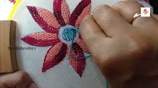 Wonderful Way to embroidered stunning hand embroidery design  embroidery tutorial SunEmbroidery [upl. by Alexandra580]