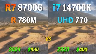 Ryzen 7 8700G Radeon 780M vs i7 14700K UHD 770  CPUs and iGPUs Benchmarks [upl. by Raychel]