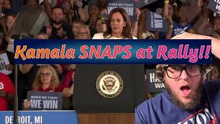 NEW Kamala Harris SNAPS at her own supporters at rally a in Michigan [upl. by Yunick282]