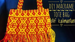 Part 2 DIY Macrame tote bag handle motif kalimantan [upl. by Aciretahs865]