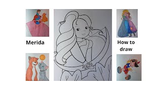 How to draw a Merida in color DIY Teach children to draw For kids and parents [upl. by Scharaga974]