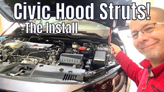 Honda Civic Hood Struts Get Rid Of The Rod [upl. by Ytirehc]