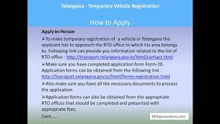 Telangana  Temporary Vehicle Registration [upl. by Nnylhsa]