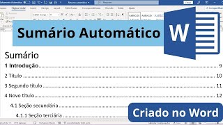 Criando um Sumário Automático no Microsoft Word [upl. by Ohnuj]