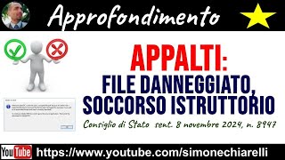 APPALTI file danneggiato e soccorso istruttorio  commento a sentenza 18112024 [upl. by Asirac]