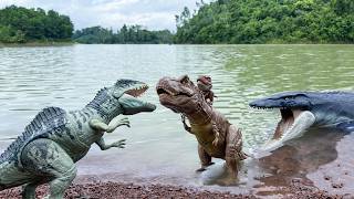 REXY ADVENTURE 🦖Part1 TREX Vs GIGANOTOSAURUS Vs MOSASAURUS Dinosaur Toys Movie [upl. by Letnoj]