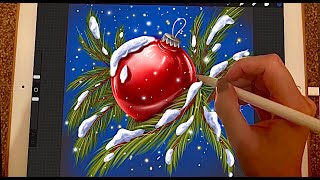 😴 iPad ASMR 🎄 Painting a Christmas Bauble  Pure Whispering  Writing Sounds [upl. by Einna249]