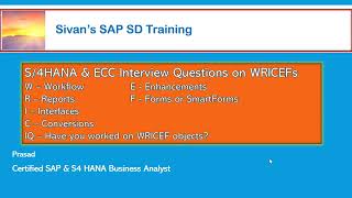 SAP ECC or S4HANA WRICEF objects Interview Questions  Sivans SAP SD Training [upl. by Iand]