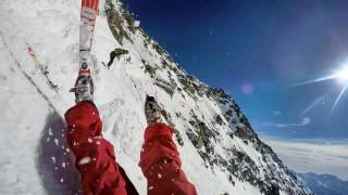 Massive Skiing Fall  Le Tunnel black run  Alpe DHuez First Person View [upl. by Eimas541]