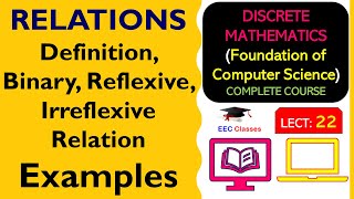 L22 RELATIONS Definition Binary Reflexive Irreflexive Relation  Example  Discrete Maths Hindi [upl. by Perren941]