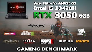 Acer Nitro V  RTX 3050 6GB  Intel i5 13420H Gaming Benchmark Test  RTX 3050 6GB Gaming Test [upl. by Stephanie242]