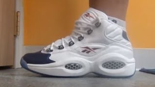 Reebok Pearlized Blue Question Allen Iverson Sneaker on Feet Review [upl. by Grigson]