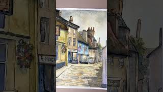 Keswick high street Lake District Cumbria English landscape watercolour art craft painting [upl. by Marc]