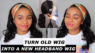 I TURNED MY OLD WIG INTO AN HEADBAND WIG  DIY Frontal Wig into Headband Wig  Save Your MONEY [upl. by Dirrej477]